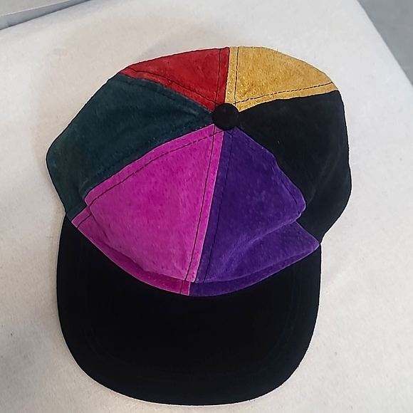 Vintage 90s Multi-Color Patch Suede Leather Baseball Cap - Picture 2 of 6